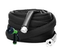 DTRK Garden Hose 5/8 in. x 100 FT Durable Water Hoses with 7 Function Hose Nozzle, Lightweight Kink-Free Flexible Garden Hoses, Extra Strength Fabric Yard Hose for Watering Cleaning（Black）