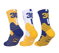 dtrqmow Elite Basketball Crew Socks with Compression & Cushion,Moisture-Wicking Sport Socks for Adults & Youth(3 Pairs), Curry_30, One Size