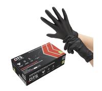 DTS Defend Nitrile Gloves - Disposable Gloves Box of 100 - Super Strong Heavy Duty Black Gloves - PPE Gloves - Free from Latex Gloves (Medium)
