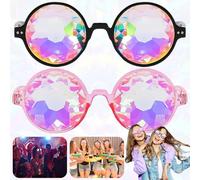 DTSC Pack of 2 Kaleidoscope Rainbow Sunglasses, Glasses with Steampunk Kaleidoscope, Rave Glasses Prism, Suitable for Music Parties, Christmas Parties