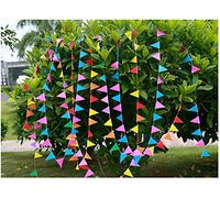 DTShow 3 Pack Triangle Flags, Multicolor Flag Bunting Banners for Birthday, Wedding, Outdoor, Indoor Activity, Party Decoration (Paper String)