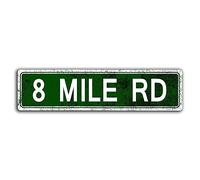 Dtsnjsdwk Detroit 8 Mile Road Wall Sign, Metal Tin Sign, Retro Style, Multicolor, 10x40cm