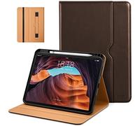 DTTO Case for iPad (A16) 11th Generation 11 Inch 2025, iPad 10th Generation 10.9 Inch 2022, Premium Leather Business Folio Stand Cover with Pencil Holder - Auto Wake/Sleep, Dark Brown
