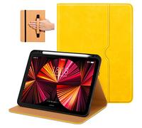 DTTO Case for iPad Pro 11 Inch 4th / 3rd / 2nd / 1st Generation 2022/2021/2020/2018,Premium PU Leather Folio Stand Cover with Hand Strap, Auto Wake/Sleep,Multiple Viewing Angles, Yellow
