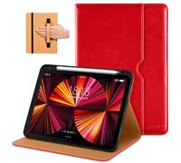DTTO Case for iPad Pro 11 Inch 4th / 3rd / 2nd / 1st Generation 2022/2021/2020/2018,Premium PU Leather Folio Stand Cover with Hand Strap, Auto Wake/Sleep,Multiple Viewing Angles,Bright Red
