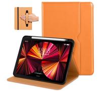 DTTO Case for iPad Pro 11 Inch 4th / 3rd / 2nd / 1st Generation 2022/2021/2020/2018,Premium PU Leather Folio Stand Cover with Hand Strap, Auto Wake/Sleep,Multiple Viewing Angles,Orange