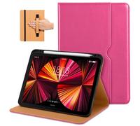 DTTO Case for iPad Pro 11 Inch 4th / 3rd / 2nd / 1st Generation 2022/2021/2020/2018,Premium PU Leather Folio Stand Cover with Hand Strap, Auto Wake/Sleep,Multiple Viewing Angles,Rose Red