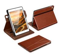 DTTO for iPad 6th / 5th Generation 9.7 Inch (2018/2017), iPad Air 2 / Air 1 Case, 360 Degree Rotating Premium Leather Folio Stand Cover with Pencil Holder, Brown