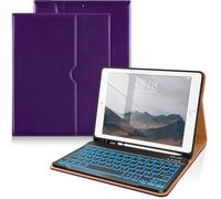 DTTO for iPad 9th/8th/7th Generation 10.2" Case 2021/2020/2019 with Keyboard, 7 Colors Backlit Wireless Detachable Keyboard Premium Leather Folio Cover with Pencil Holder & Pocket, Dark Purple