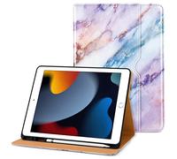 DTTO for iPad 9th/8th/7th Generation 10.2 Inch Case 2021/2020/2019, Premium Leather Business Folio Stand Cover with Apple Pencil Holder - Auto Wake/Sleep and Multiple Viewing Angles, Marble Pink