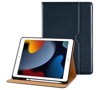 DTTO for iPad 9th/8th/7th Generation 10.2 Inch Case 2021/2020/2019, Premium Leather Business Folio Stand Cover with Apple Pencil Holder - Auto Wake/Sleep and Multiple Viewing Angles, Blue
