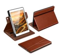 DTTO for iPad 9th / 8th / 7th Generation Case 10.2 Inch (2021/2020/2019), 360 Degree Rotating Premium Leather Folio Stand Cover with Pencil Holder, Brown