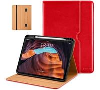 DTTO for iPad (A16) 11th Generation Case 11 Inch 2025, iPad 10th Generation Case 10.9 Inch 2022, Premium Leather Business Folio Stand Cover with Pencil Holder - Auto Wake/Sleep, Bright Red