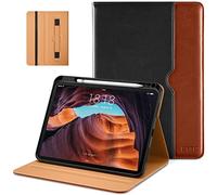DTTO for iPad (A16) 11th Generation Case 11 Inch 2025, iPad 10th Generation Case 10.9 Inch 2022, Premium Leather Business Folio Stand Cover with Pencil Holder - Auto Wake/Sleep, Black Brown