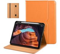 DTTO for iPad (A16) 11th Generation Case 11 Inch 2025, iPad 10th Generation Case 10.9 Inch 2022, Premium Leather Business Folio Stand Cover with Pencil Holder - Auto Wake/Sleep, Orange