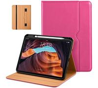 DTTO for iPad (A16) 11th Generation Case 11 Inch 2025, iPad 10th Generation Case 10.9 Inch 2022, Premium Leather Business Folio Stand Cover with Pencil Holder - Auto Wake/Sleep, Rose Red