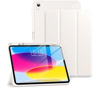 DTTO for iPad (A16) 11th Generation Case 11 Inch 2025, iPad 10th Generation Case 10.9 Inch 2022, Slim Tri-fold Stand Soft TPU Back Protective Cover with Pencil Holder - Auto Sleep/Wake, White