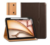 DTTO for iPad Air 11-inch Case M3/M2 (2025/2024), iPad Air 5th / 4th Generation (2022/2020), Premium Leather Business Folio Stand Cover with Pencil Holder - Auto Sleep/Wake, Brownish