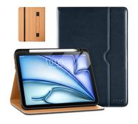 DTTO for iPad Air 11-inch Case M3/M2 (2025/2024), iPad Air 5th / 4th Generation (2022/2020), Premium Leather Business Folio Stand Cover with Pencil Holder - Auto Sleep/Wake, Blue