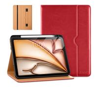 DTTO for iPad Air 11-inch Case M3/M2 (2025/2024), iPad Air 5th / 4th Generation (2022/2020), Premium Leather Business Folio Stand Cover with Pencil Holder - Auto Sleep/Wake, Red