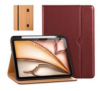 DTTO for iPad Air 11-inch Case M3/M2 (2025/2024), iPad Air 5th / 4th Generation (2022/2020), Premium Leather Business Folio Stand Cover with Pencil Holder - Auto Sleep/Wake, Burgundy Red