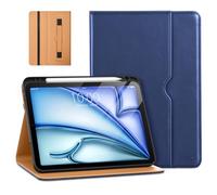 DTTO for iPad Air 11-inch Case M3/M2 (2025/2024), iPad Air 5th / 4th Generation (2022/2020), Premium Leather Business Folio Stand Cover with Pencil Holder - Auto Sleep/Wake, Navy Blue