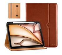 DTTO for iPad Air 11-inch Case M3/M2 (2025/2024), iPad Air 5th / 4th Generation (2022/2020), Premium Leather Business Folio Stand Cover with Pencil Holder - Auto Sleep/Wake, Brown