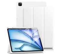 DTTO for iPad Air 13 Inch Case M3/M2 2025/2024, iPad Pro 12.9 Inch Case (6th/ 5th/ 4th/ 3rd Gen), Smart Slim Trifold Stand Soft Cover with Pencil Holder for iPad Air 13", White