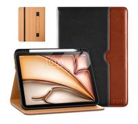DTTO for iPad Air 5th Generation Case (2022) / iPad Air 4th Generation Case (2020) 10.9 Inch, Premium Leather Business Folio Stand Cover with Pencil Holder [2nd Pencil Charging], Black Brown