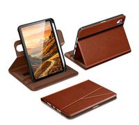 DTTO for iPad mini 7 (A17 Pro) Case, iPad mini 7th / 6th Generation Case (2024/2021), 360 Degree Rotating Premium Leather Folio Stand Cover with Pencil Holder, Brown