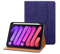 DTTO for iPad Mini 7th (A17 Pro) 2024/iPad Mini 6th Generation Case 2021 8.3 Inch, Premium Leather Business Folio Stand Cover for Mini 7/6 with Pencil Holder-Multiple Viewing Angles, Deep Blue