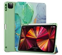 DTTO for iPad Pro 11 inch 4th/3rd/2nd/1st Generation 2022/2021/2020/2018 Case, Smart Slim Trifold Stand Soft TPU Back Cover with Built-in Pencil Holder, Also Fit iPad Air 5/4,Marble Green