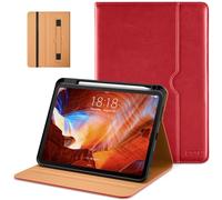 DTTO for iPad Pro 11 inch case (M4) 2024, Premium Leather Business Folio Stand Cover with Pencil Holder - Auto Wake/Sleep and Multiple Viewing Angles, Red