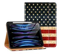 DTTO for iPad Pro 12.9 6th / 5th / 4th / 3rd Generation Case 2022/2021/2020/2018, Premium Leather Folio Stand Cover with Built-in Pencil Holder -Auto Wake/Sleep and Multi Viewing Angles,US Flag