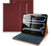 DTTO for iPad Pro 13 Inch Case 2024 with Keyboard (M4), 7 Colors Backlit Wireless Detachable Keyboard Premium Leather Folio Cover with Pencil Holder & Pocket, Burgundy Red