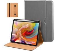 DTTO for iPad Pro 13 inch Case (M4) 2024, Premium Leather Business Folio Stand Cover with Pencil Holder - Auto Wake/Sleep and Multiple Viewing Angles, Built in Hand Strap & Pocket, Grey