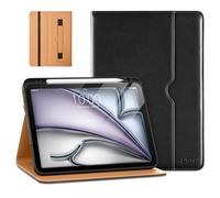 DTTO iPad Air 11-inch Case M2 (2024)/5th/4th Gen, Premium Leather Folio Stand Cover with Pencil Holder, Black - Tablet Case for Watching Movies, Typing, Business/Education