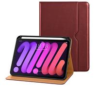 DTTO iPad Mini 7th Case (A17 Pro) 2024 / iPad Mini 6th Generation 2021 8.3 Inch Premium Leather Folio Case for Mini 7/6 with Pencil Holder - Multiple Viewing Angles, Wine Red