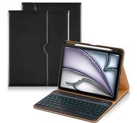 DTTO Keyboard Case for iPad Air 11 Inch M3/M2 2025/2024, iPad Air 5th/4th Generation 10.9-Inch, 7 Colors Backlit Wireless Detachable Folio Keyboard Cover with Pencil Holder & Pocket, Black