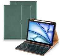 DTTO Keyboard Case for iPad Air 11 Inch M3/M2 2025/2024, iPad Air 5th/4th Generation 10.9-Inch, 7 Colors Backlit Wireless Detachable Folio Keyboard Cover with Pencil Holder & Pocket, Midnight Green