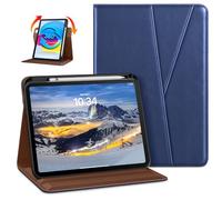 DTTO Rotating Case for iPad (A16) 11th Generation 11 Inch 2025, iPad 10th Generation 10.9 Inch 2022, 360 Degree Swiveling Premium Leather Folio Stand Cover with Pencil Holder, Navy Blue