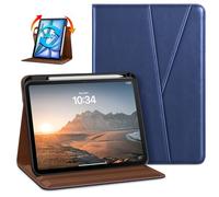 DTTO Rotating Case for iPad Air 11-inch M3 / M2 (2025/2024), iPad Air 5th / 4th Gen (2022/2020), 360 Degree Swiveling Premium Leather Folio Stand Cover with Pencil Holder, Navy Blue