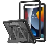 DTTO Rugged Case for iPad 9th / 8th / 7th Generation 10.2-Inch 2021/2020/2019, Adjustable Kickstand, Built-in Screen Protector, Shockproof Protective Cover for iPad 10.2, New Black
