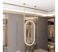 DTUcacochymic Gold Oval LED Mirror Ceiling Mount, Bathroom Vanity Makeup Mirror Decorative Wall Mirror with Metal Frame and Hanging Brackets, for Bedroom Cloakroom(50cmx60cm)