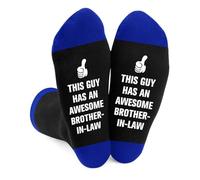 DTUIEUI Men's Cotton Athletic Socks For Brother In Law - Blue Size 6-10 Funny Novelty Socks For Christmas Birthday Graduation Father's Day Thanksgiving