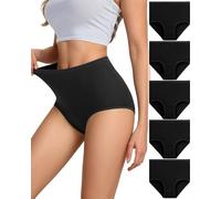 Dtuomo Underwear Women - High Waisted Knickers Soft Combed Long-Staple Cotton Full Coverage Briefs Slight Tummy Control Breathable Ladies Panties 5 Pack