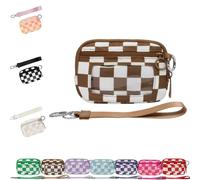 DTVKTZ The Iris' Wallet 2nd Gen The Iris Wallet The Pouch Wristlet Zip Card Case with ID Window Women's Waterproof Nylon Keychain Wallets (Brown)