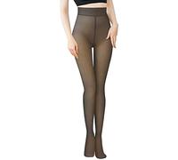 DTWAWA Coffee Fleece Lined Women Tights Thin - Fake Translucent Pantyhose Leggings Sheer Tights for Spring Autumn (L-XL)