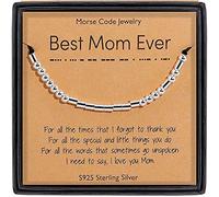 DTWAWA Morse Code Adjustable Beads Bracelet 925 Sterling Silver Mother Gift from Daughter Jewelry Gift for Mother's Day (Best Mom Ever)