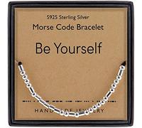 DTWAWA Morse Code Bracelet 925 Sterling Silver Beads Bracelet Adjustable Inspirational Bracelet Friendship Jewelry Gift for Her Women Girls (Be Yourself)